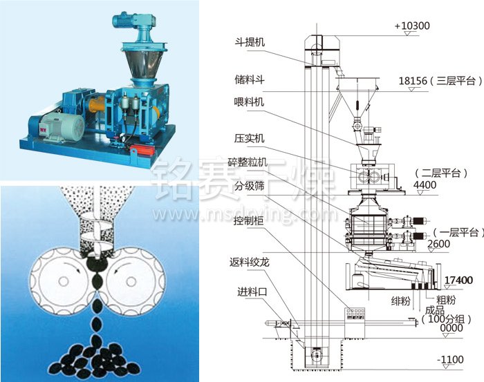 幹法輥壓造粒機結構示意圖 幹法輥壓造粒機結構(gòu)示(shì)意圖